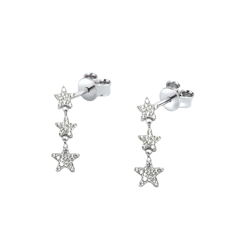 FALCO GIOIELLI - Orecchini in Oro con Stelline e Punti Luce in Oro18kt - Oro Bianco - 2 gr