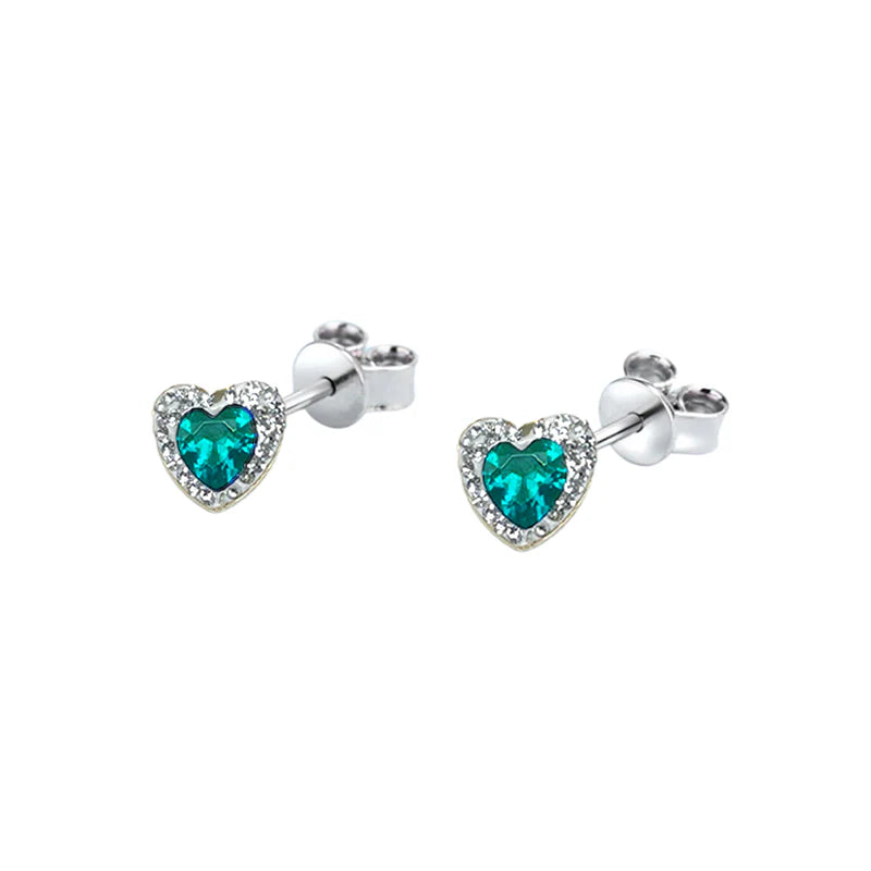 FALCO GIOIELLI  - Orecchini in Oro con Cuore e Punti Luce in Oro18kt - Vari Colori - Oro Bianco - 1,6 gr.