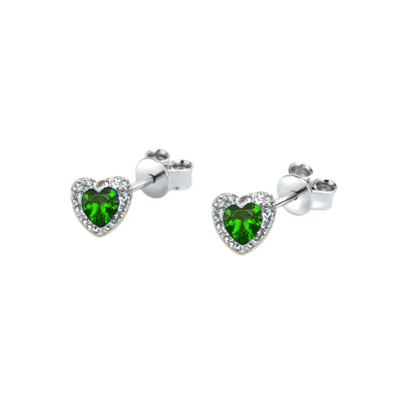 FALCO GIOIELLI  - Orecchini in Oro con Cuore e Punti Luce in Oro18kt - Vari Colori - Oro Bianco - 1,6 gr.