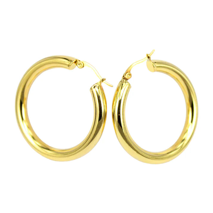 FALCO GIOIELLI  - Orecchini Cerchio Linea Decisa Arrotondata in Oro Giallo 18 kt