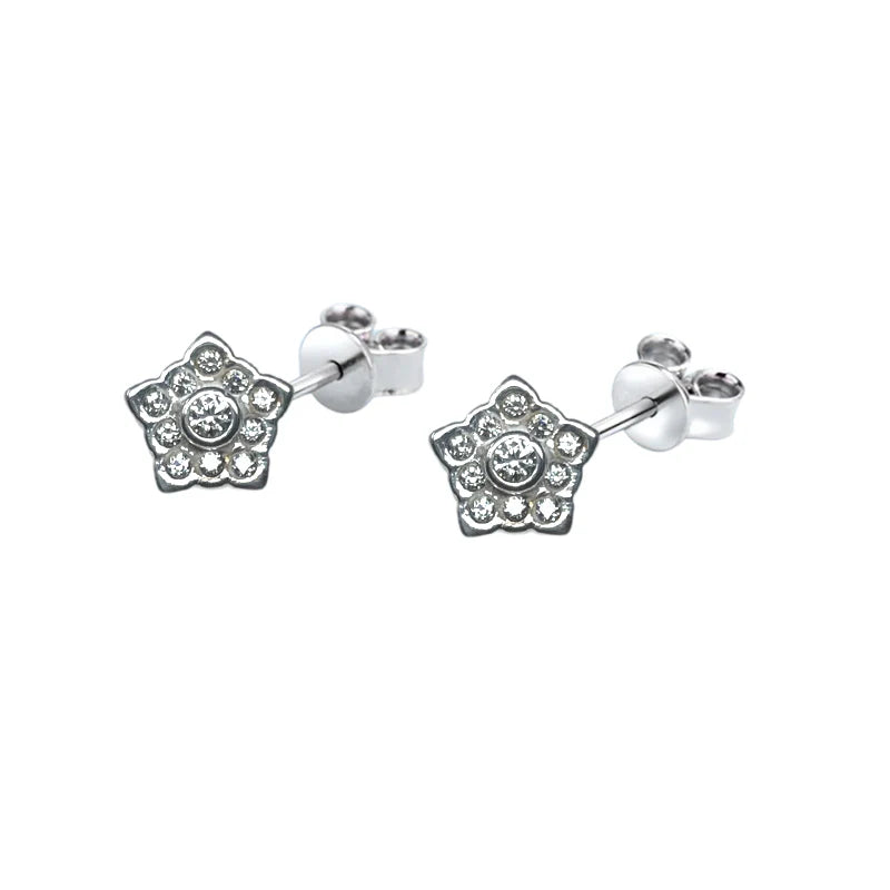 FALCO GIOIELLI - Orecchini in Oro bianco con Stella e Punti Luce - Oro18kt - 1,5 gr.