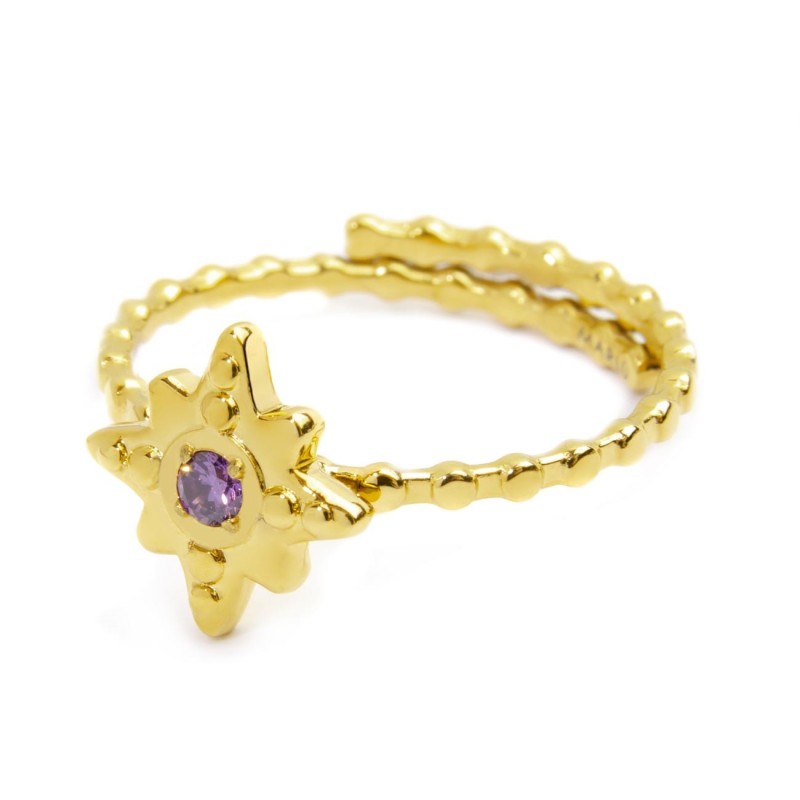 MARLU- Anello rosa dei venti con zircone