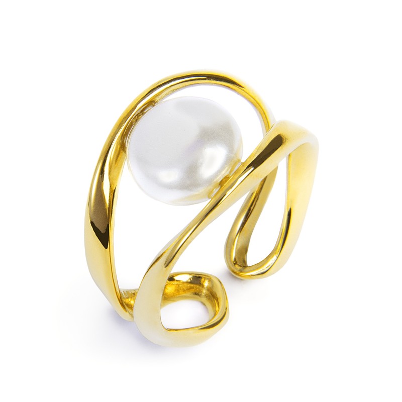 MARLU- Anello a doppia fascia con perla