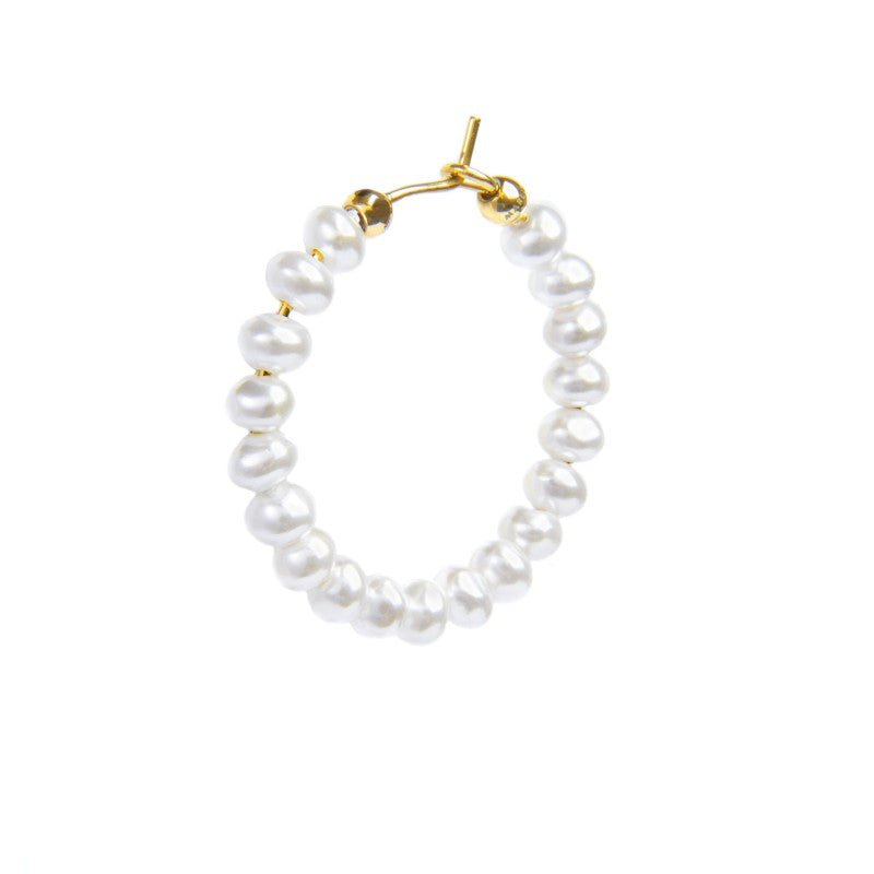 MARLU- Orecchino a cerchio con perle irregolari