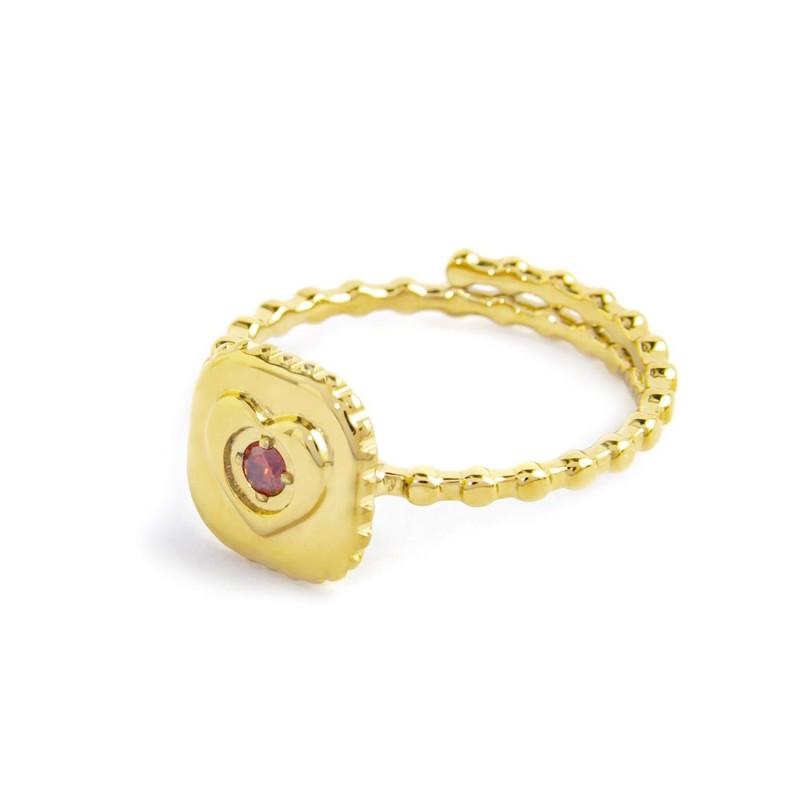 MARLU- Anello piastrina con cuore con zircone