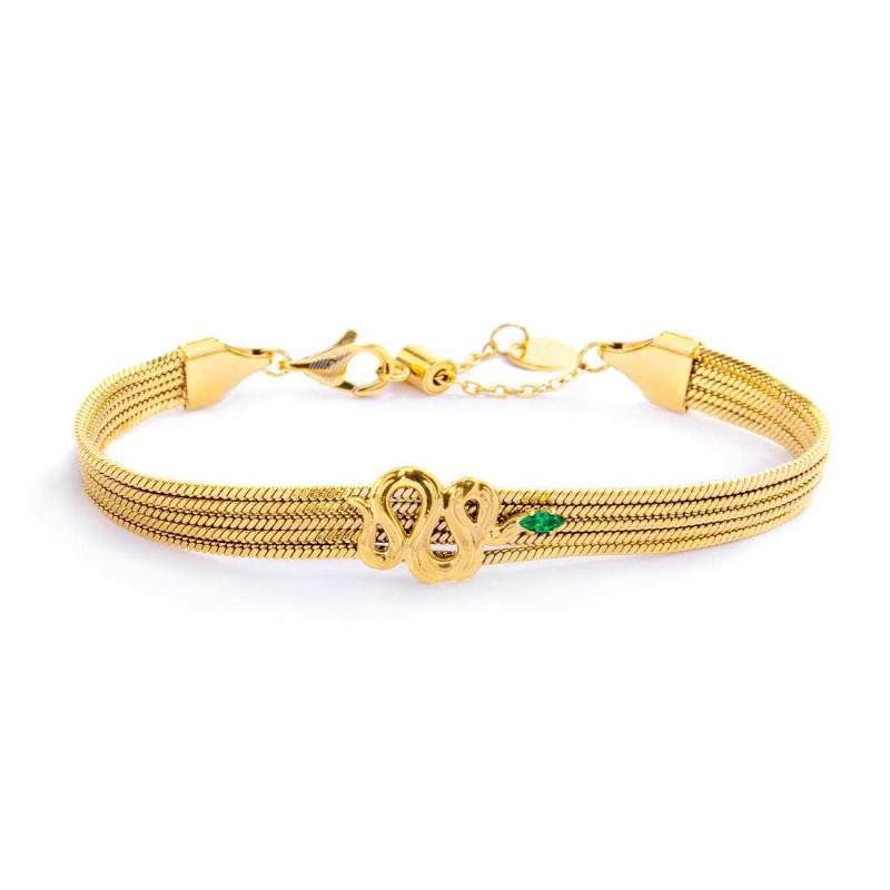 MARLU-Bracciale catena multifilo con serpente e zircone