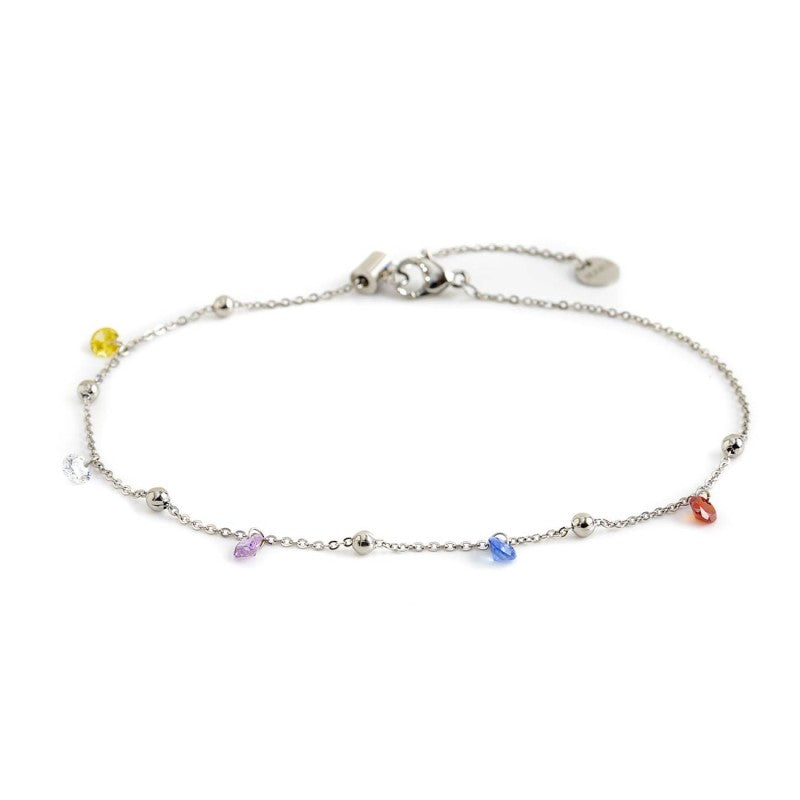 MARLU- Cavigliera zirconi colorati e sfere