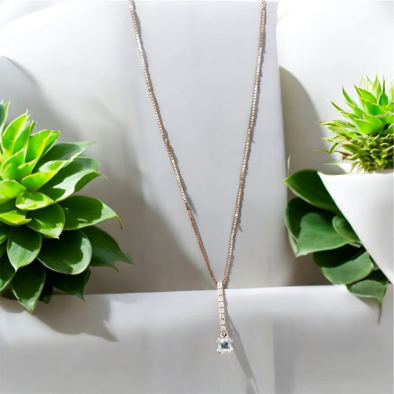 Collana in oro punto luce acquamarina - Oro18kt* - 3,1 gr