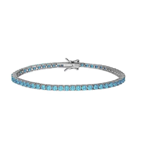 PREZIOSI ARGENTO 925 - Bracciale tennis azzurro