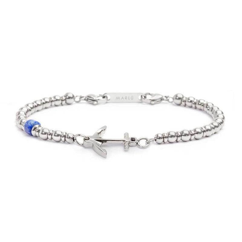 MARLU- Bracciale con ancora elementi in ematite ed acciaio e rondella sodalite