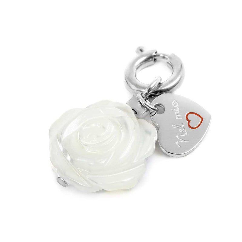 MARLU- Charm con rosa in madreperla