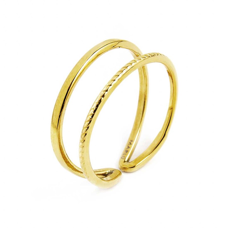 MARLU- Anello doppia fascia sezione rettangolare e ritorta