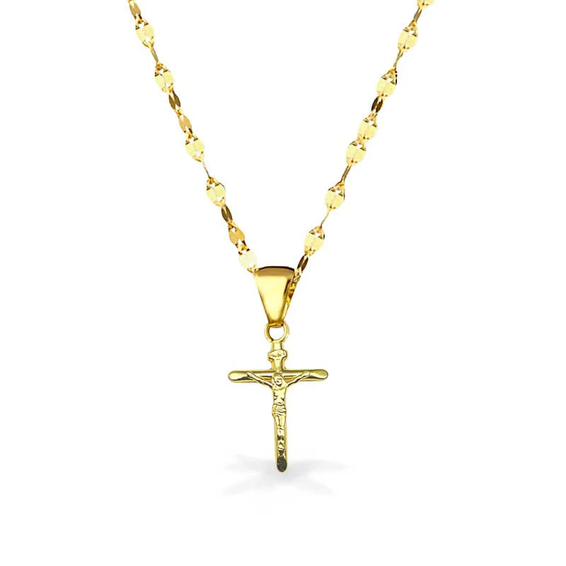 Collana in Oro con pendente Croce in Oro - Oro18kt - 2 gr