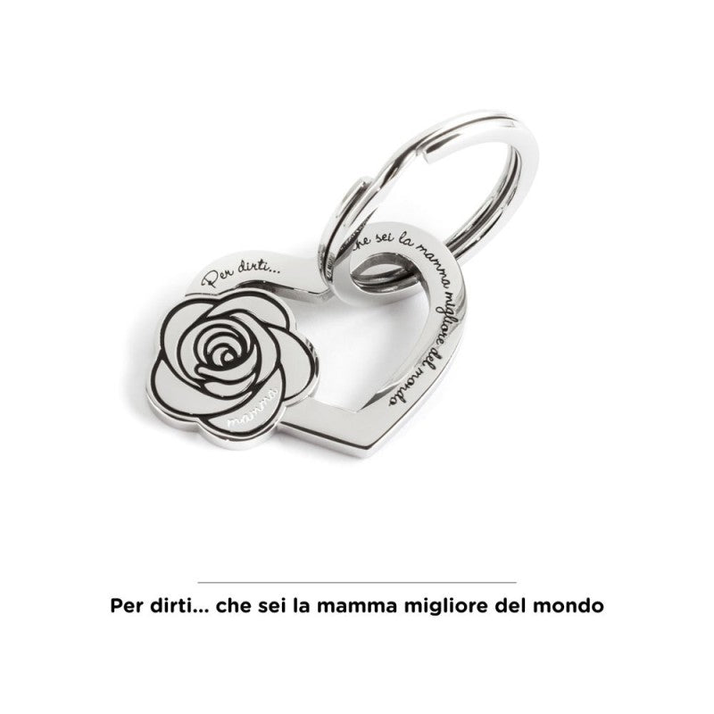 MARLU- Portachiavi mamma cuore con rosa