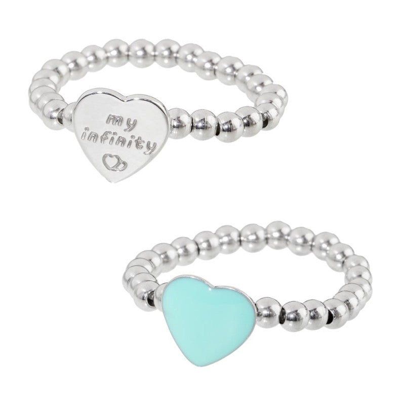 MARLU- Anello elastico con sfere e cuore