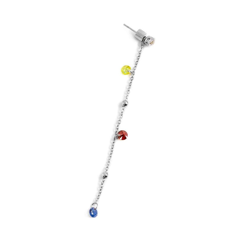 MARLU- Orecchino pendente con zirconi e sfere 7,5cm