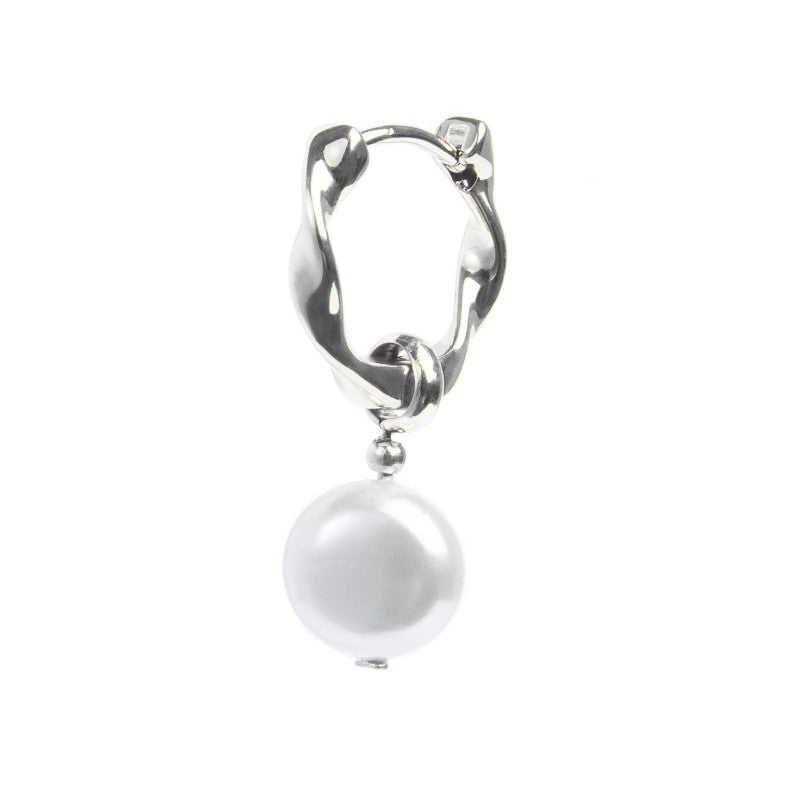 MARLU- Orecchino a cerchio 1,4cm con perla pendente