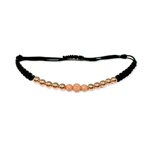 Bracciale ScoobyDoo in Tessuto con sfere in Oro Rosa - Oro18kt*