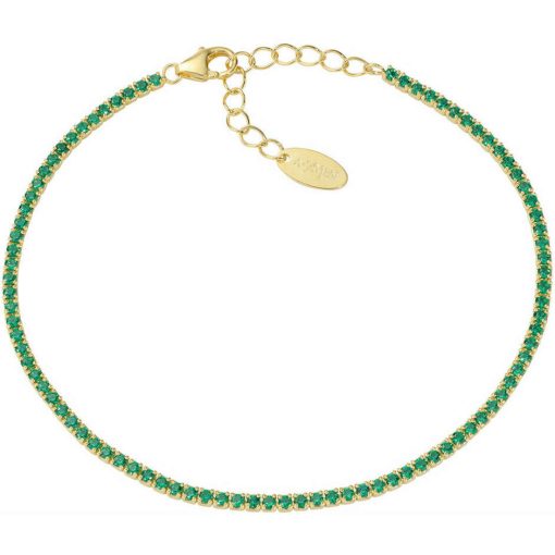 PREZIOSI ARGENTO-Bracciale Tennis in argento 925 con zirconi verdi
