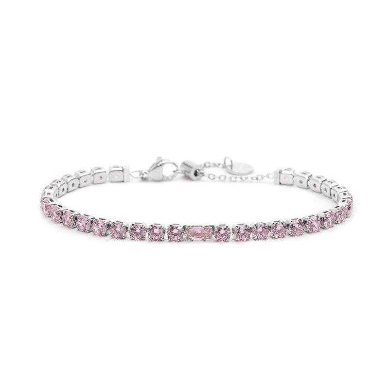 MARLU- Bracciale tennis 4mm con zircone centrale