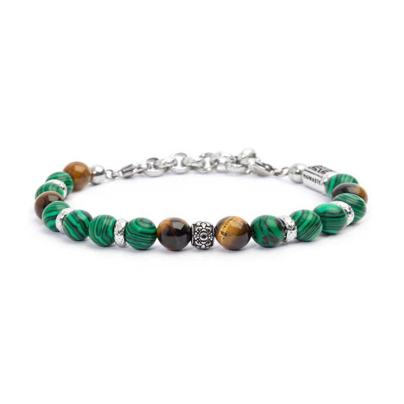 MARLU- Bracciale malachite e occhio di tigre 8mm