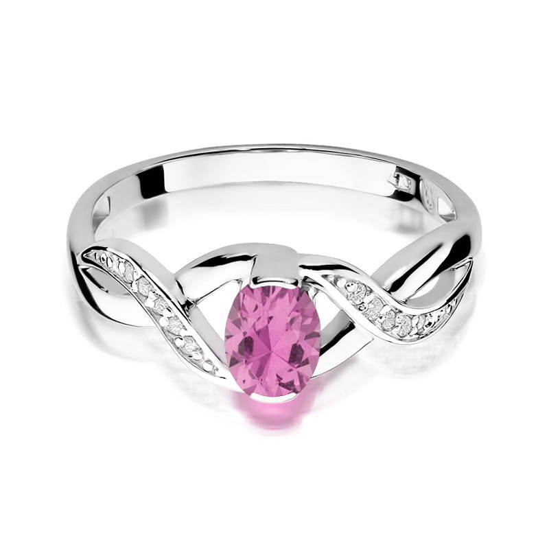 FALCO GIOIELLI - Anello in Oro con Zaffiro Rosa Ovale e Diamanti