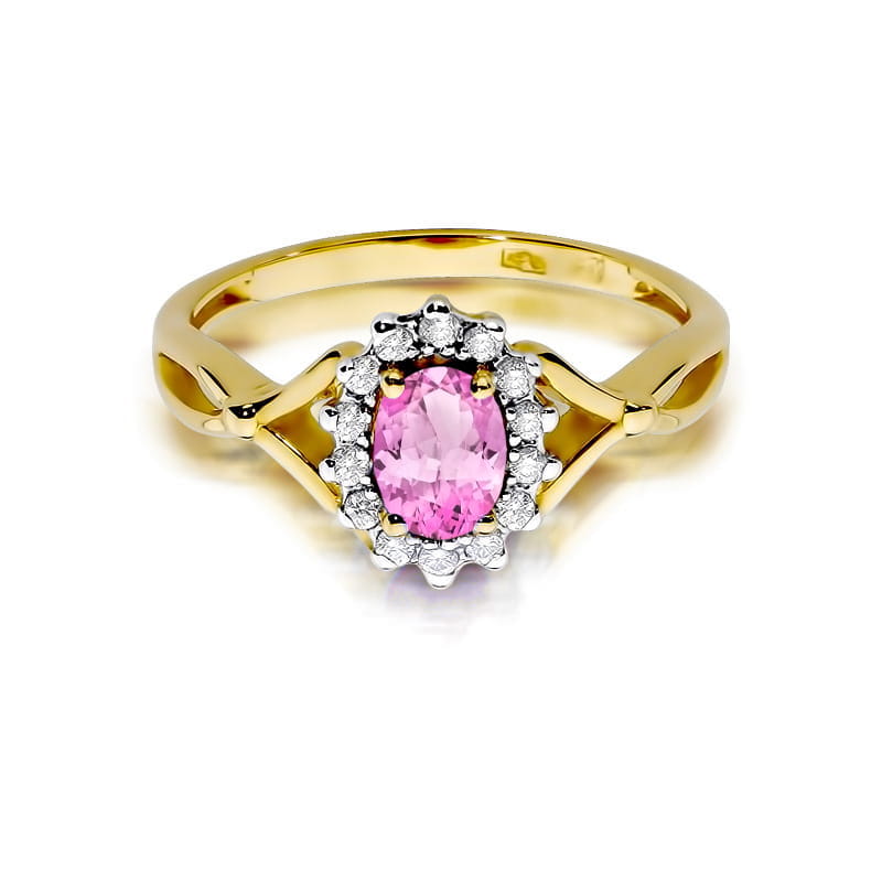 FALCO GIOIELLI  - Anello Kate in Oro con Zaffiro Rosa e Diamanti