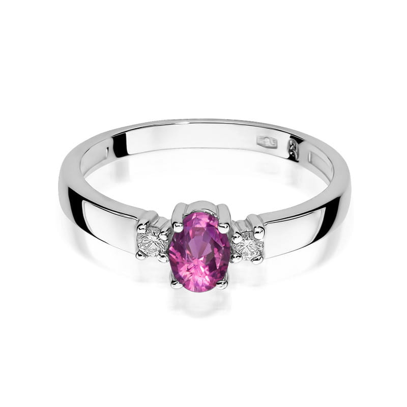 FALCO GIOIELLI  - Anello in Oro con Zaffiro Rosa Oval Cut e Diamanti Laterali
