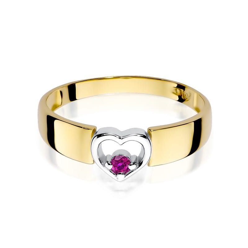 FALCO GIOIELLI  - Anello Fascia Cuore in Oro con Zaffiro Rosa