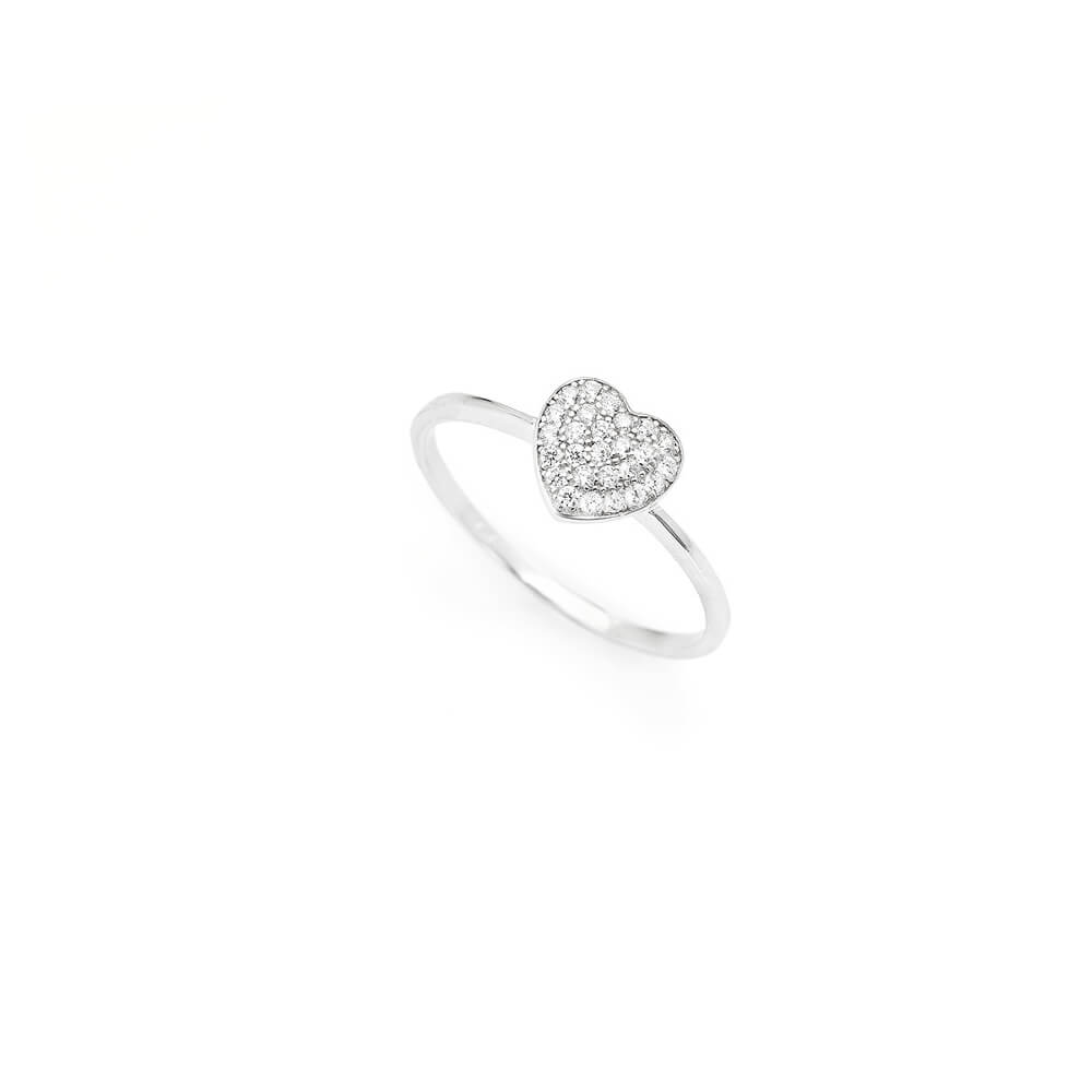 PREZIOSI ARGENTO 925  - ANELLO CUORE PAVE'