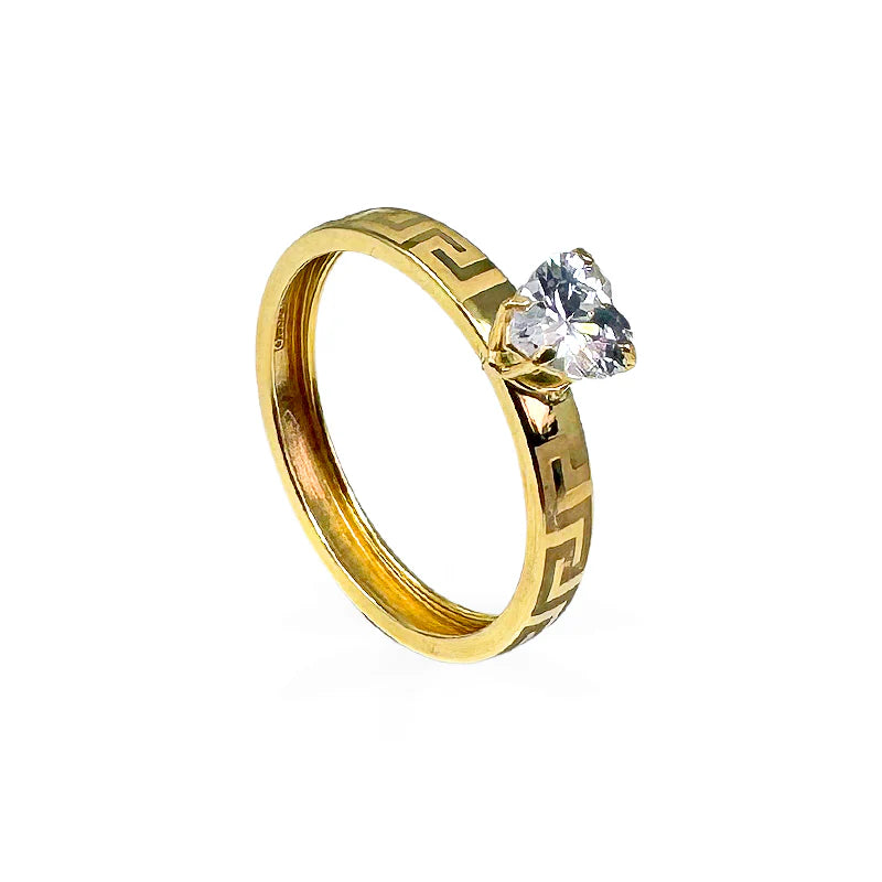 FALCO GIOIELLI - Anello con trama in Oro e Cuore - Oro18kt - 1,7 gr.