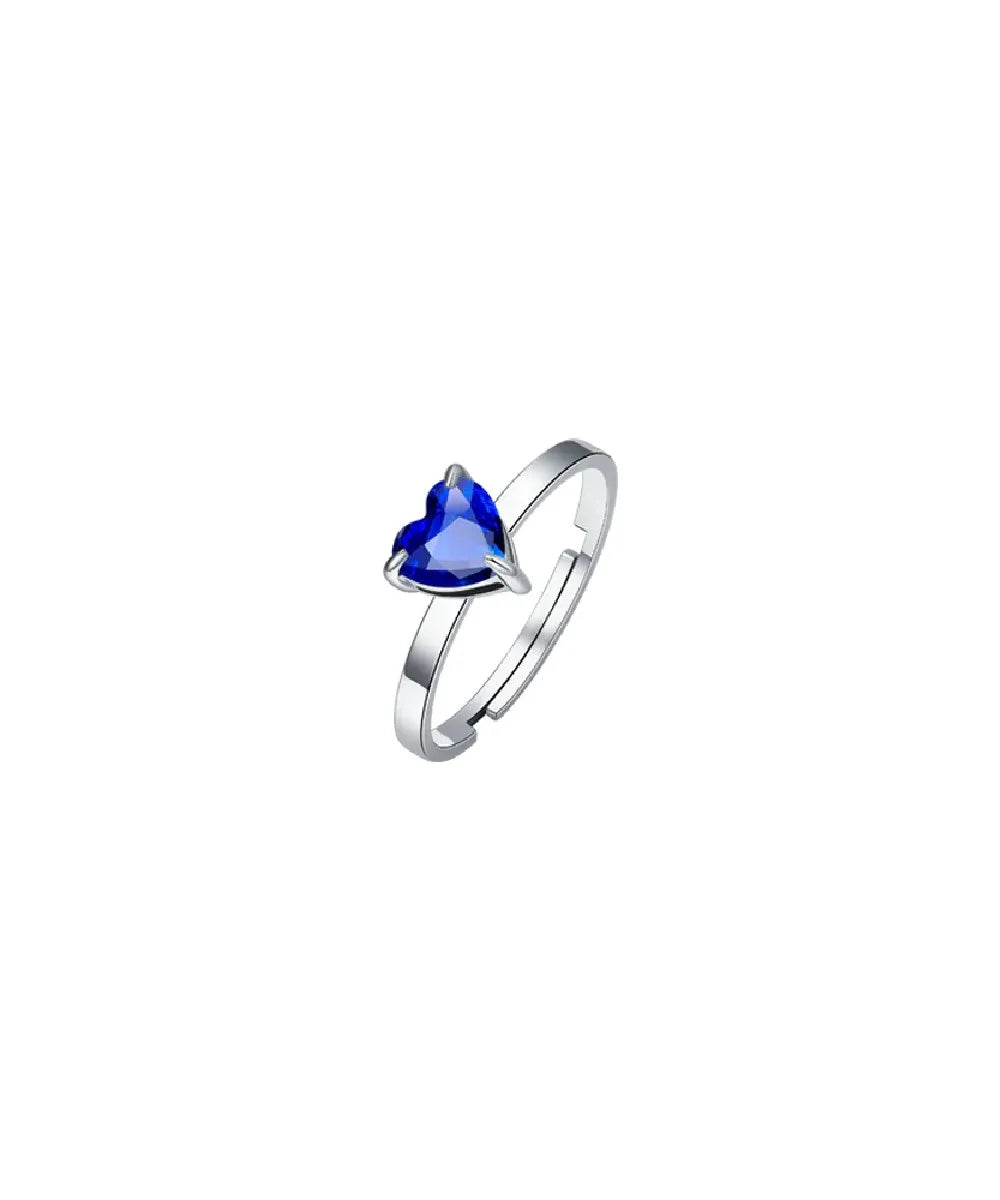 LUCA BARRA-Anello Donna cuore blu in Acciaio