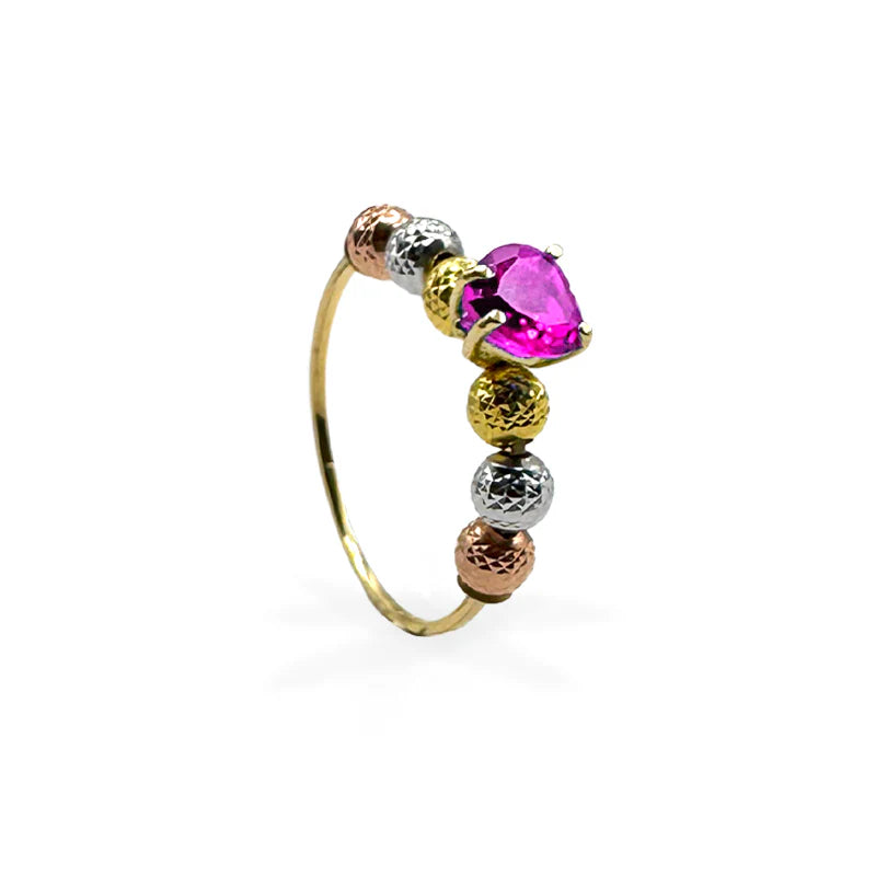 Anello Milleluci con cuore colorato - Oro18kt - 2 gr.