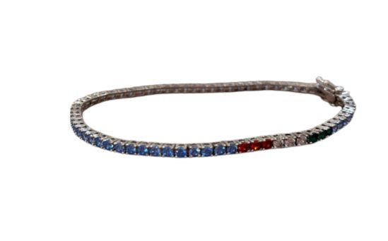 PREZIOSI ARGENTO-Bracciale tennis con zirconi bicolor