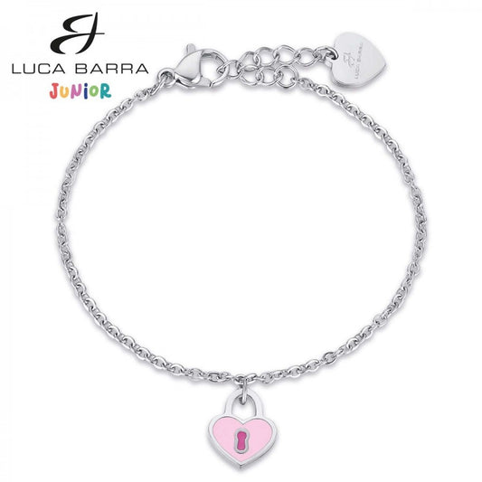 BRACCIALE ACCIAIO BIMBA ROLLÒ LUCCHETTO A CUORE  JB106