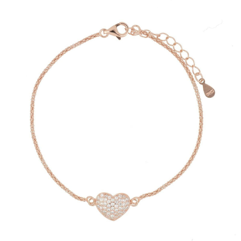 LUCA BARRA - BRACCIALE IN ARGENTO 925 CON CUORE ZIRCONATO
