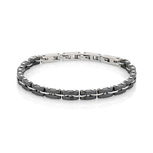 LUCA BARRA - Bracciale in Acciaio e Ceramica Nera