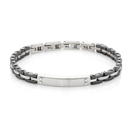 LUCA BARRA - Bracciale in Acciaio e Ceramica Nera