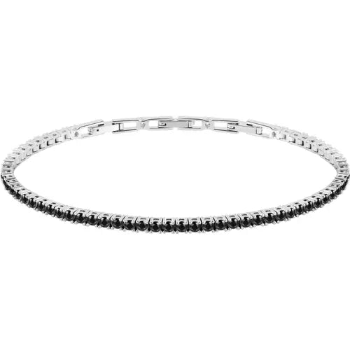 LUCA BARRA-Bracciale nero tennis con zirconi piccoli