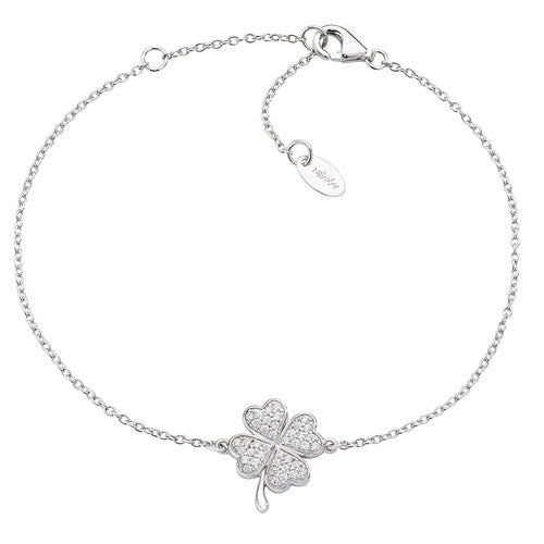 PREZIOSI ARGENTO 925 - Bracciale Quadrifoglio Zirconato Rodio