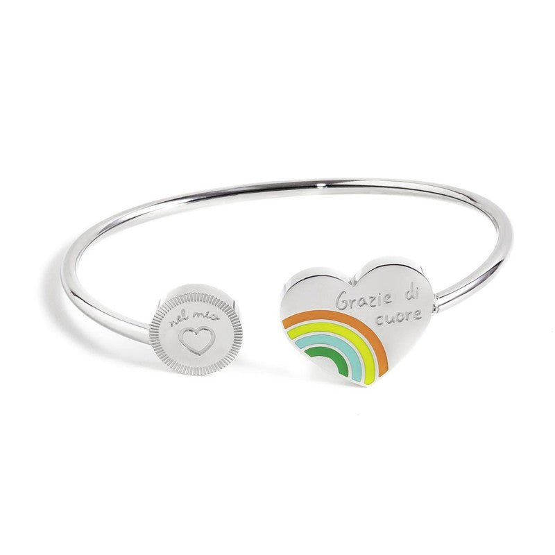 MARLU - Bracciale rigido cuore arcobaleno