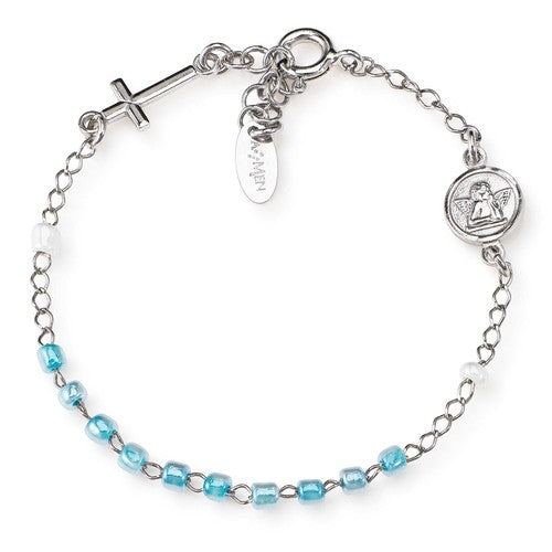 PREZIOSI ARGENTO 925- Bracciale Rosario Cristalli Croce Charm Junior