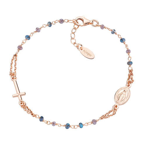 PREZIOSI ARGENTO 925 - Bracciale Rosario Cristalli Multicolor