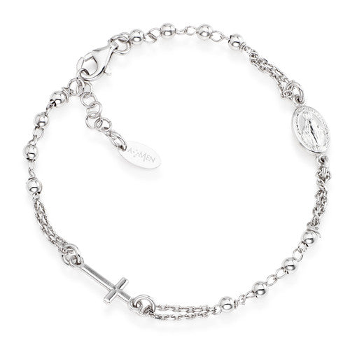 PREZIOSI ARGENTO 925- Bracciale Rosario Rodio