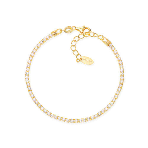 PREZIOSI ARGENTO 925- Bracciale Tennis Dorato Zirconi Bianchi
