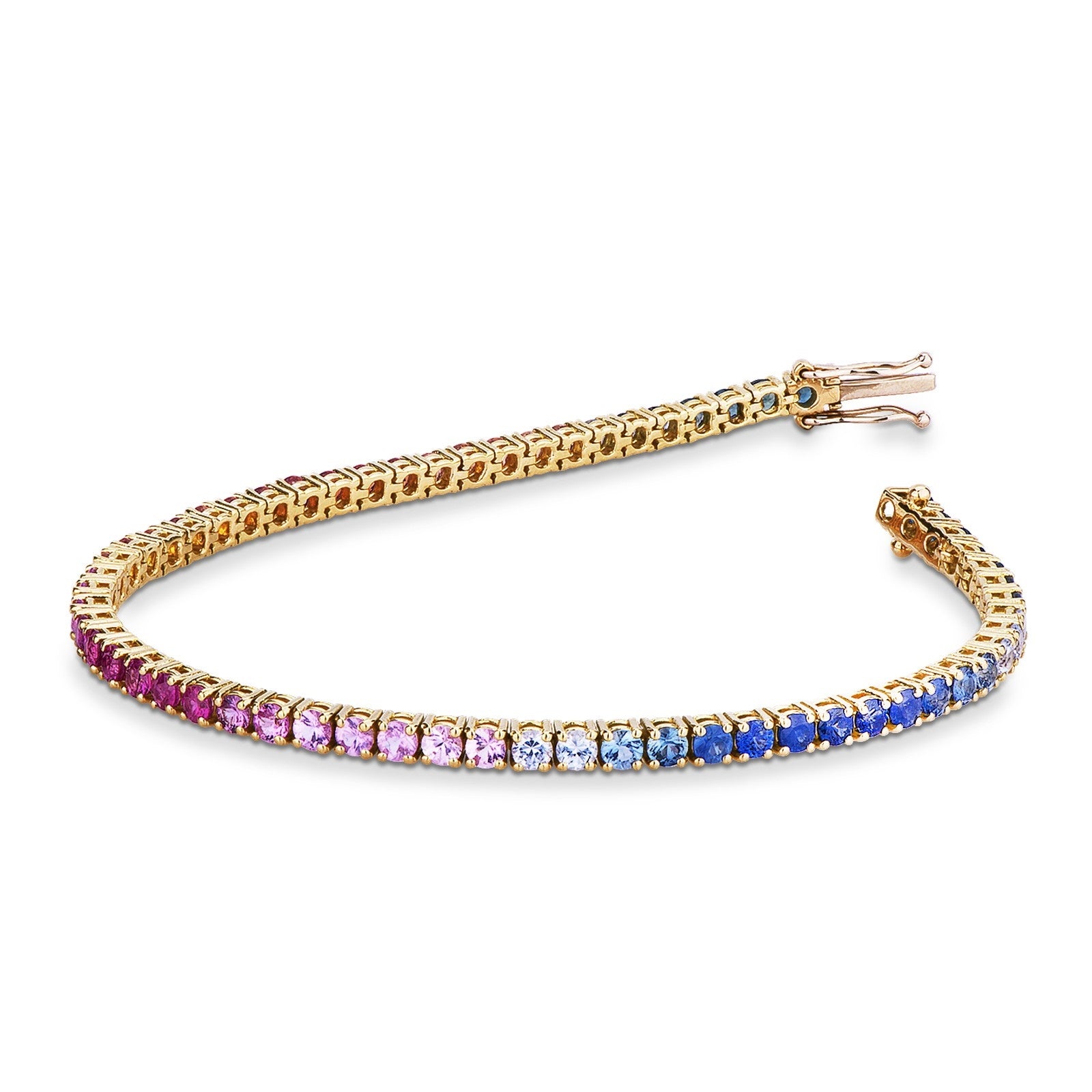 Bracciale "TENNIS" in oro 18kt Gold con pietre rainbow