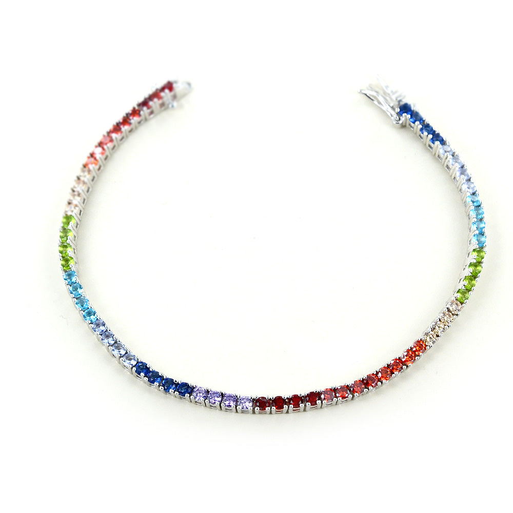 PREZIOSI ARGENTO 925 - Bracciale tennis Rainbow