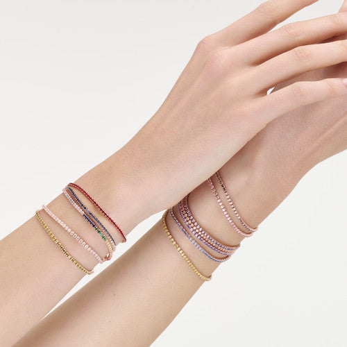 PREZIOSI ARGENTO 925- Bracciale Tennis Rosè Zirconi Multicolor