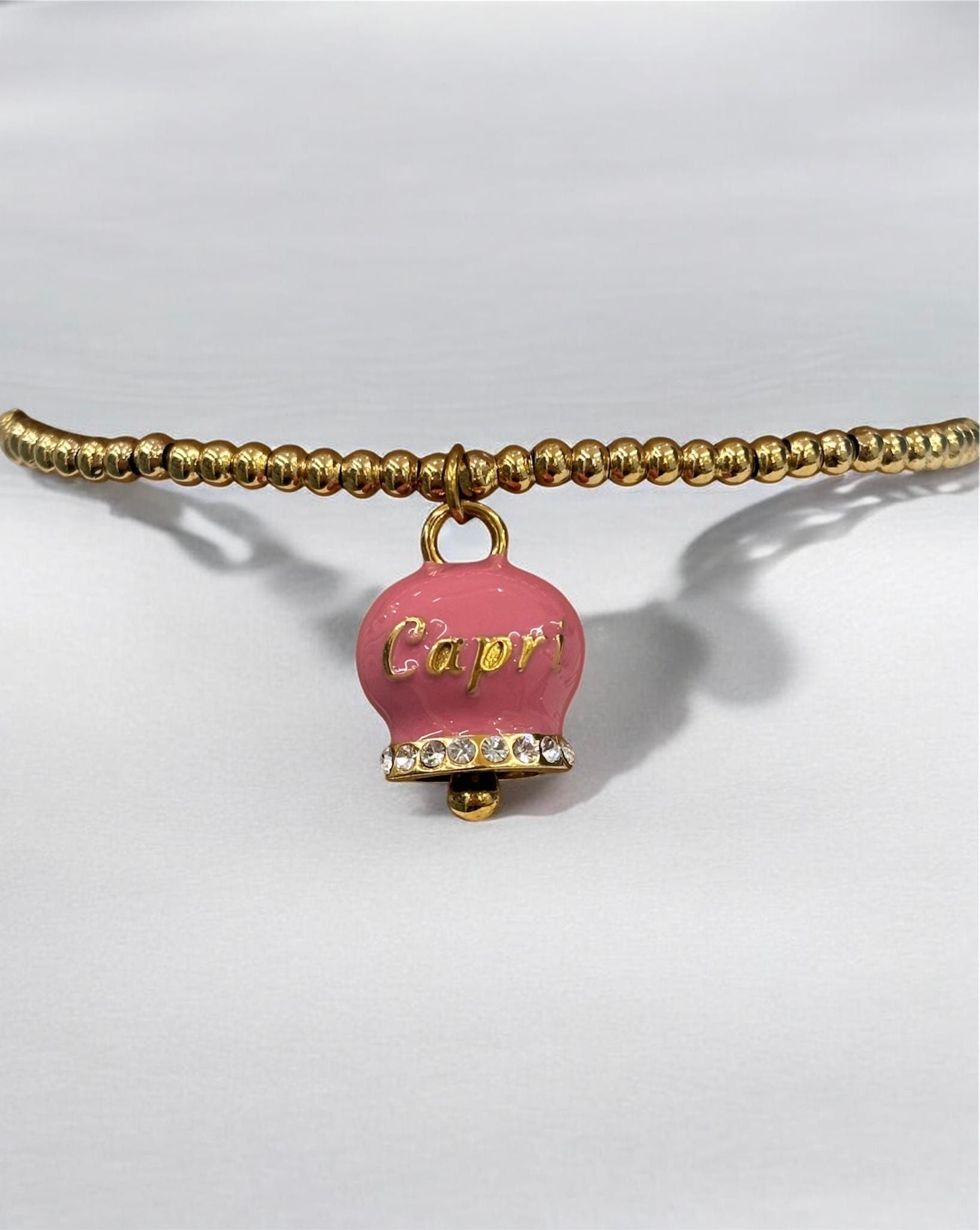 By Simon - Bracciale in acciaio con campanella Portafortuna Pink & Gold
