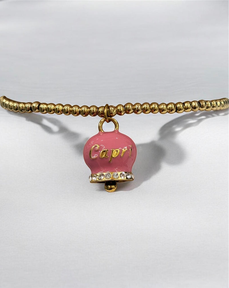 By Simon - Bracciale in acciaio con campanella Portafortuna Pink & Gold